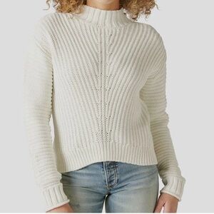 Lucky Brand White Chunky Knitted Heavy Sweater Mock Neck Womens Size Small
